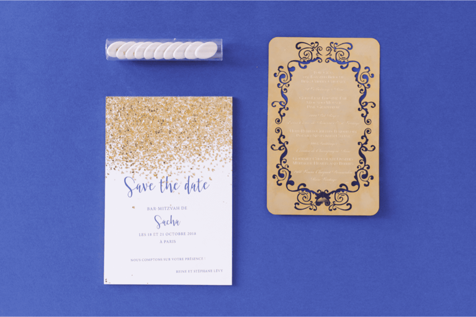 Les Féériques — Invitation avec finitions dorées, création sur mesure BL Créations Paris
