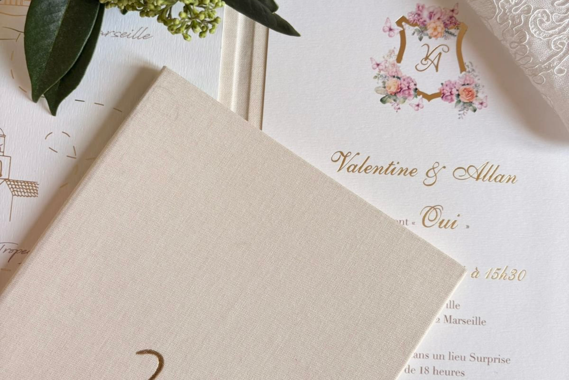 Faire-Part de Mariage Personnalisé – Pochette en Lin
