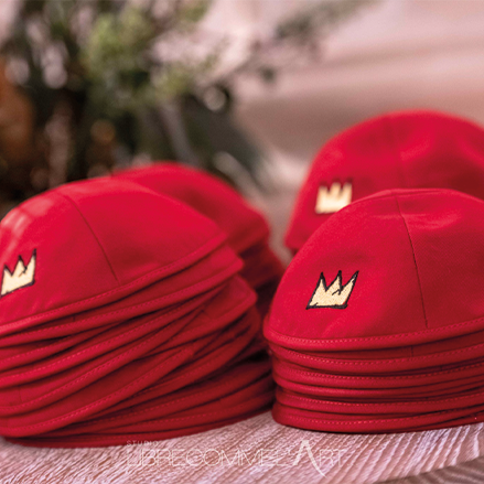 Kippa Premium Rouge Brodée Couronne