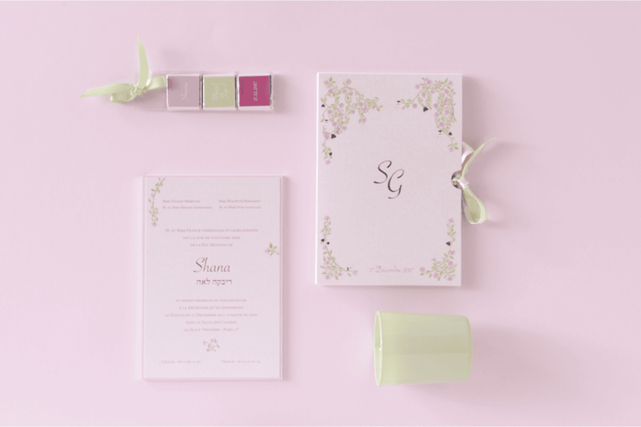 La Fleurie — Invitation personnalisée à motif floral, création sur mesure BL Créations Paris