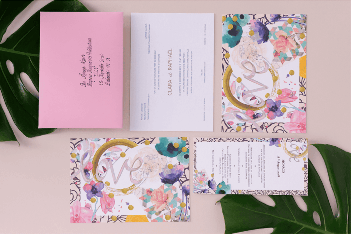 L’Éclatante — Invitation de mariage personnalisée, création sur mesure BL Créations Paris