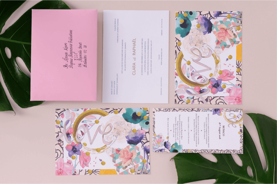 L’Éclatante — Invitation de mariage personnalisée, création sur mesure BL Créations Paris
