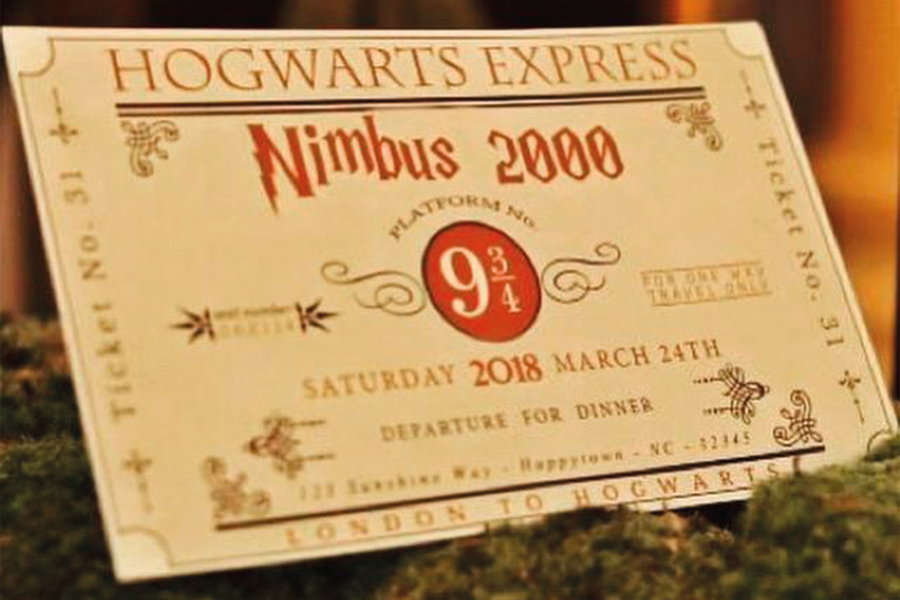 Invitation de mariage personnalisée style billet magique Harry Potter