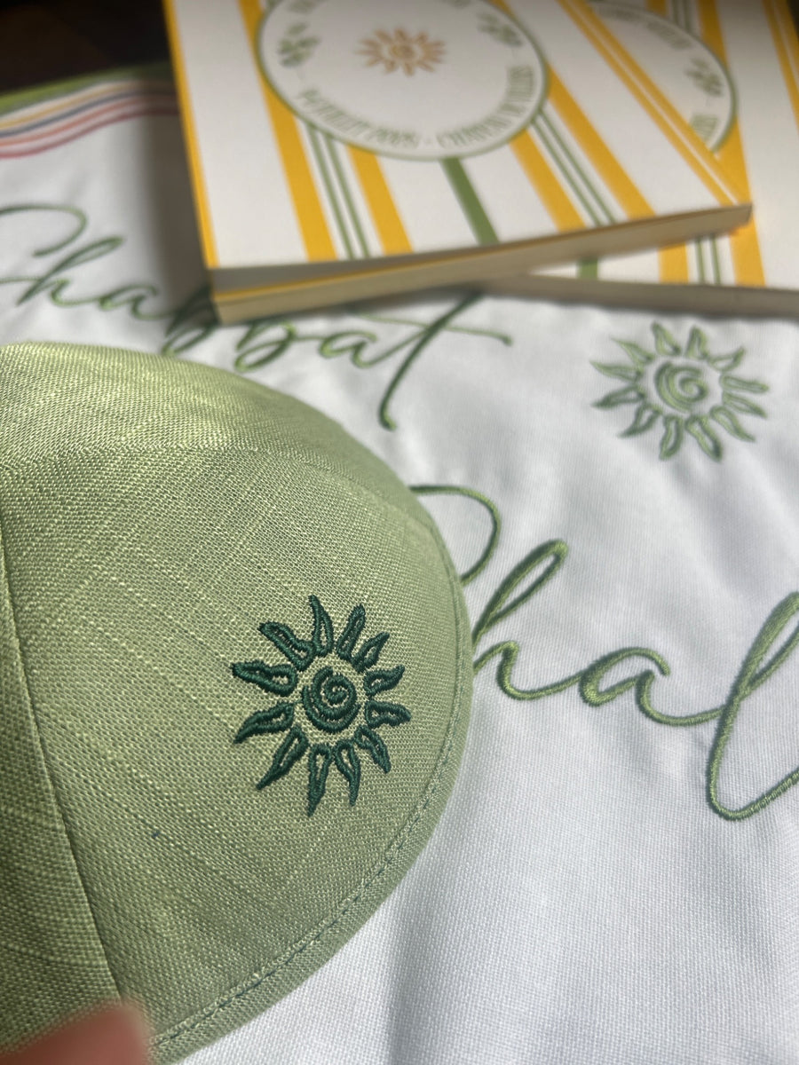 Kippa vert sauge personnalisée