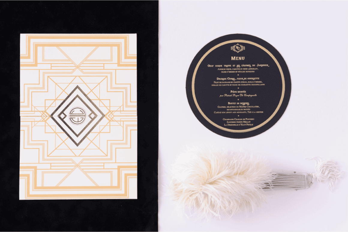 L’Art déco — Invitation personnalisée géométrique, création sur mesure BL Créations Paris