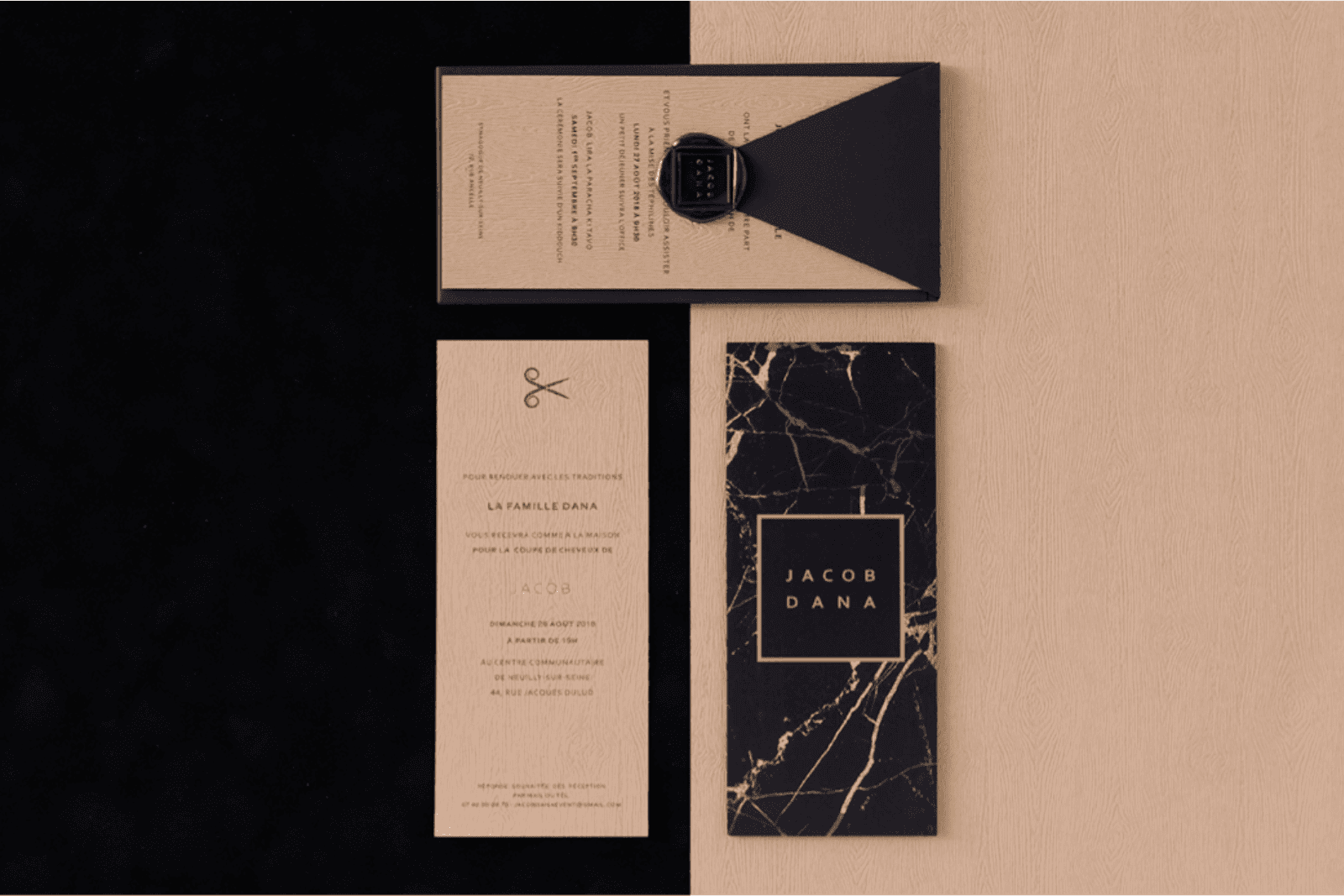 La Marbrée — Invitation personnalisée effet marbre, création sur mesure BL Créations Paris
