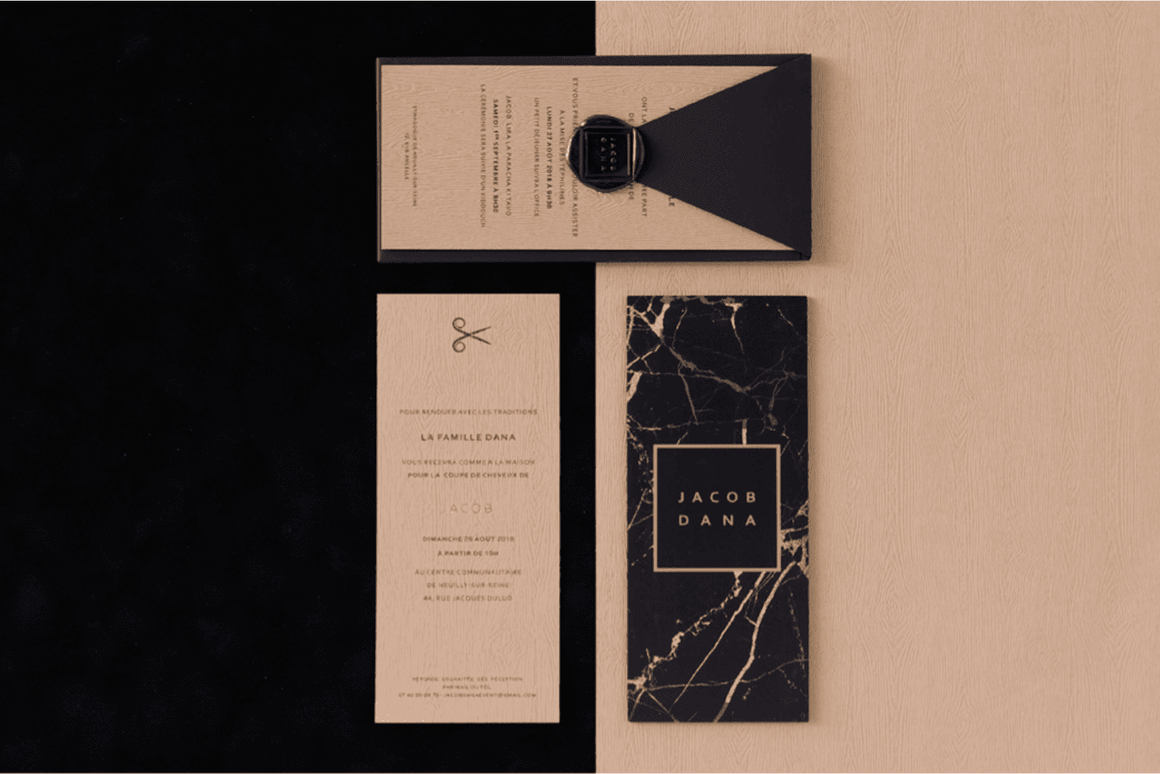 La Marbrée — Invitation personnalisée effet marbre, création sur mesure BL Créations Paris
