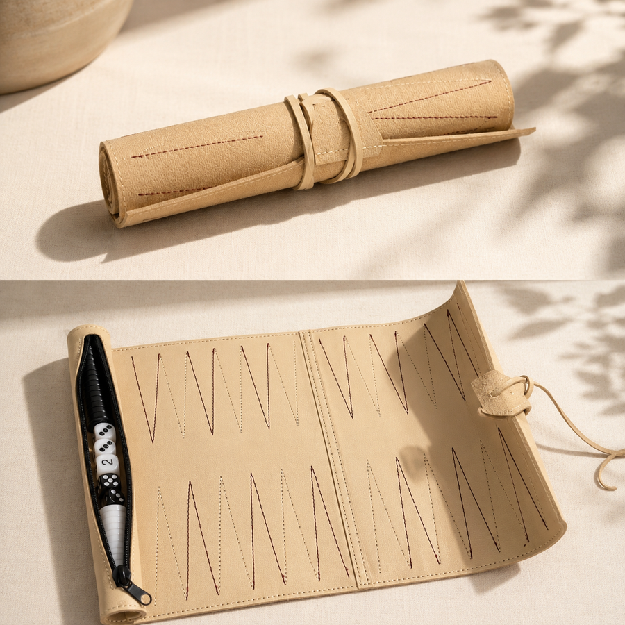 Backgammon de voyage personnalisé – jeu nomade sur mesure