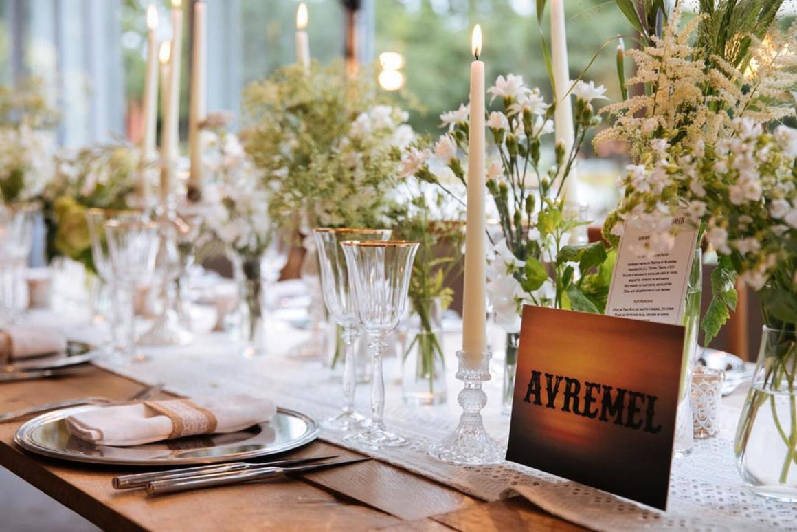 Nom de table personnalisé collection Sunset pour décoration de mariage