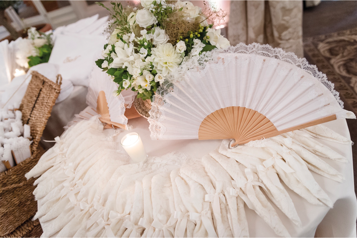 Éventail Mariage Dentelle Blanche
