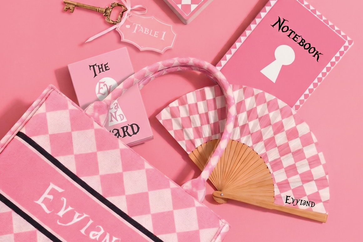 Éventail Personnalisé – Motif Vichy Rose