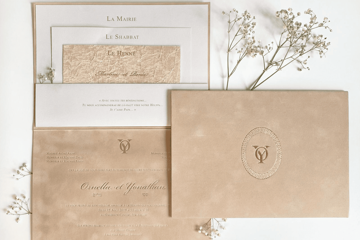 Coquillages et crustacés — Invitation mariage bord de mer, création sur mesure BL Créations Paris