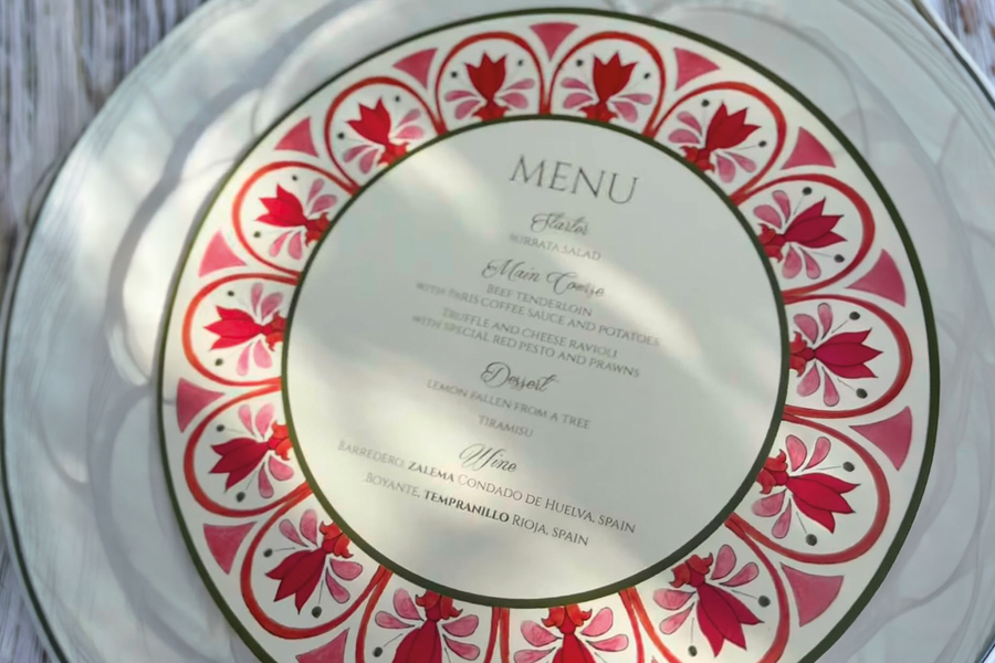 Menu Rond Personnalisé – Motif Méditerranéen