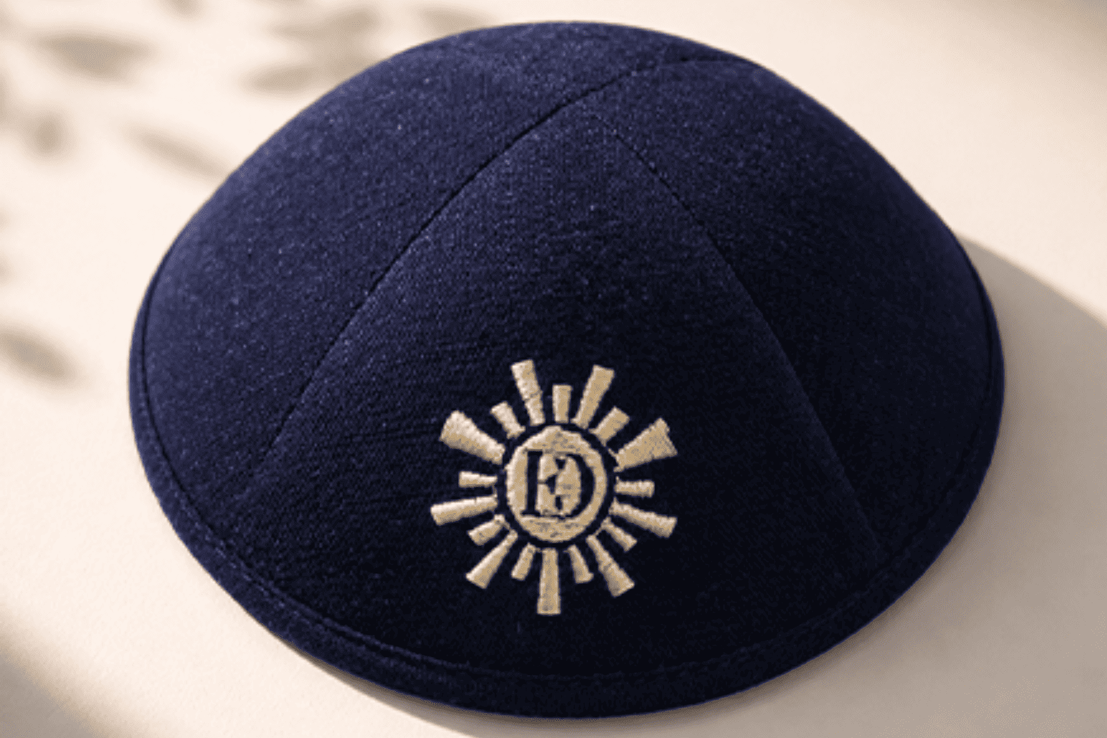 Kippa bleu marine avec logo brodé sur mesure